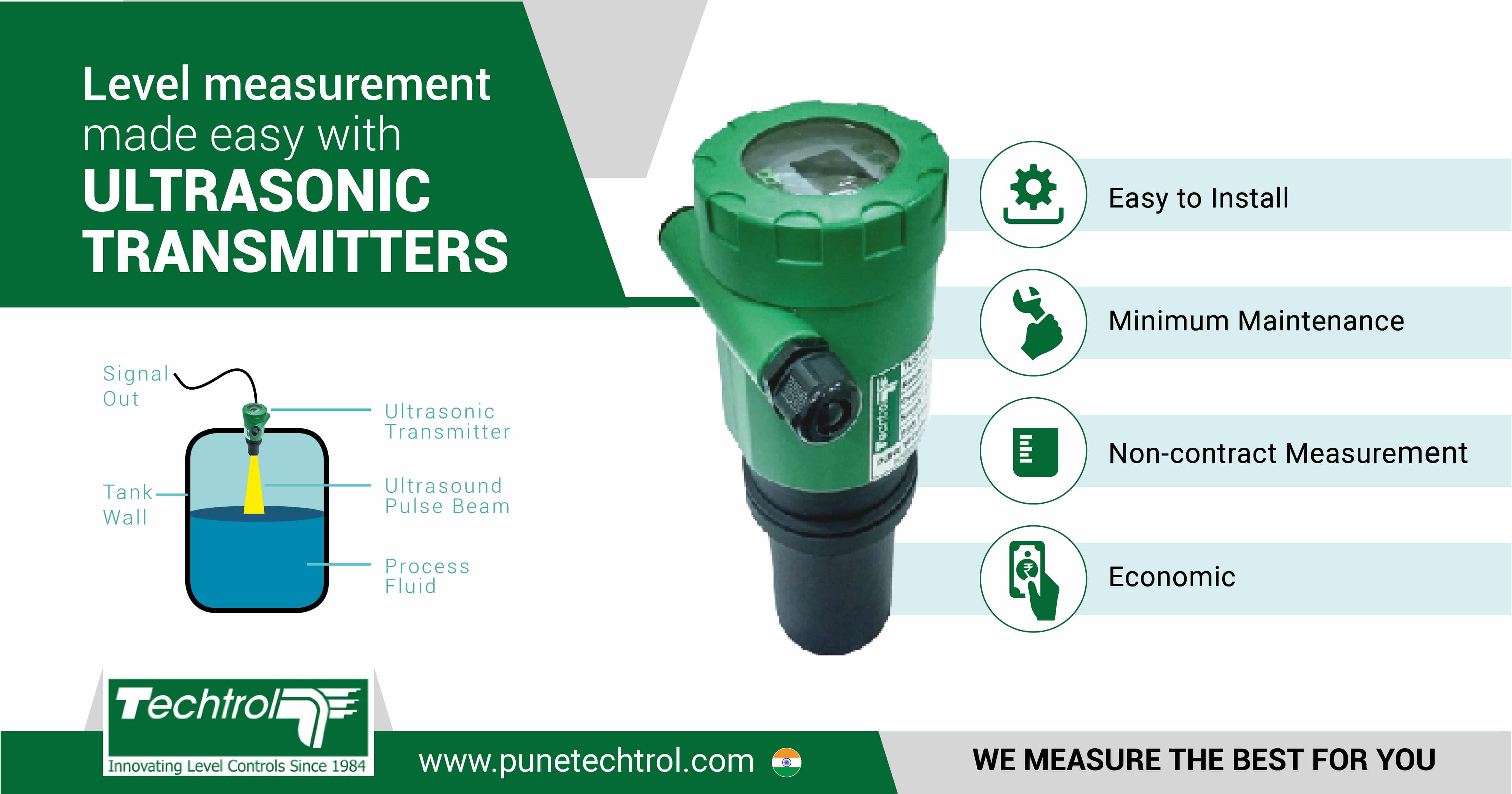 Ultrasonic Transmitter For Level Measurement In Tanks/ Reservoirs/ Canals