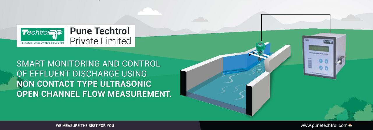 Smart monitoring and control of effluent discharge using non contact type ultrasonic open channel flow measurement