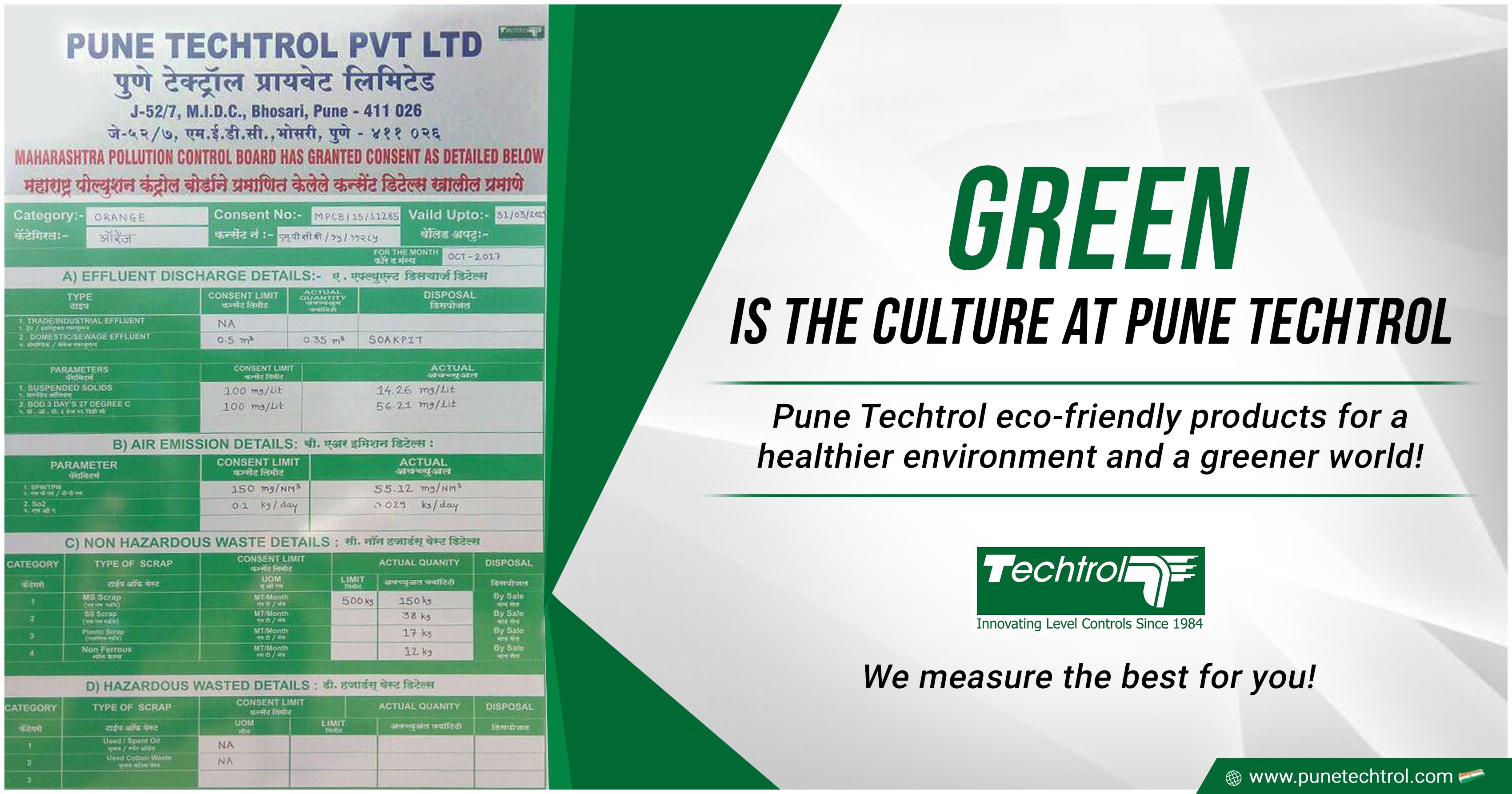 Green is the culture at Pune Techtrol; certified as a Green Channel Supplier